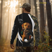 Load image into Gallery viewer, Duck Hunting Waterfowl Camouflage Shirt with Labrador Retriever, Custom Name Hunting Season NHT124