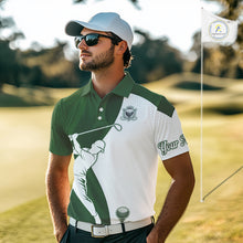 Load image into Gallery viewer, Custom Green &amp; White Golf Shirt For Mens, Golf Jersey Team Golf For Mens NHT560
