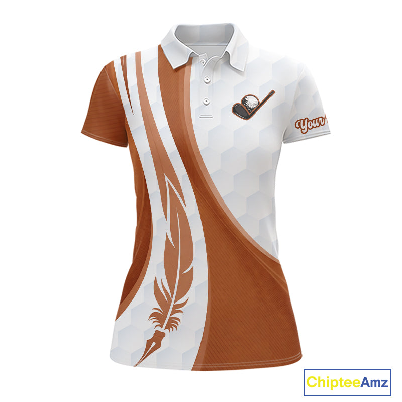 Funny Womens Golf Polo Shirt Custom Brown And White Platypus Pattern White Golf Shirts NHT576