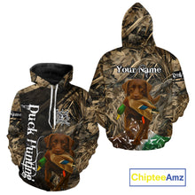 Load image into Gallery viewer, Duck Hunting with Chocolate Labrador Retriever All Over Printed Shirts, Lab Hunting Shirt NHT244