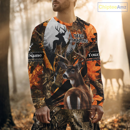 Whitetail Deer Hunting Orange Camo 3D Printed Shirts,  Hunting Hoodie Gift for Men NHT327