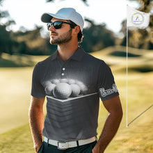 Load image into Gallery viewer, Black Golf Polos Shirts For Mens Custom Golf Ball Clubs, Best Golf Gift Custom Name For Team Name NHT628