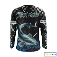 Load image into Gallery viewer, Black Camo Custom Catfish Fishing Shirts Long Sleeve, Catfish Fishing Jerseys For Men NHT499