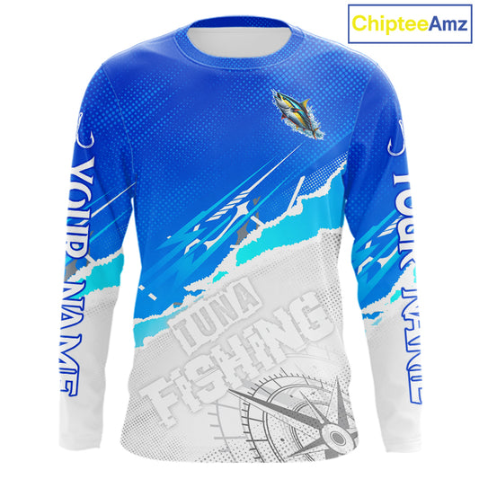 Tuna Fishing Custom Fishing Shirts Long Sleeve For Men, Tuna Saltwater Fishing Shirt NHT645