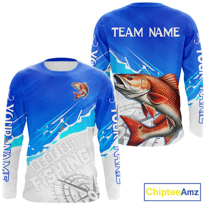 Redfish Fishing Custom Fishing Shirts Long Sleeve For Men, Redfish Saltwater Fishing Shirt NHT647