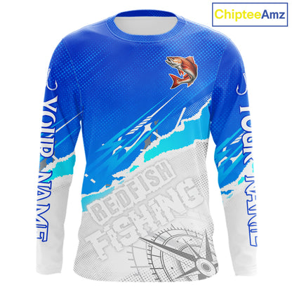 Redfish Fishing Custom Fishing Shirts Long Sleeve For Men, Redfish Saltwater Fishing Shirt NHT647