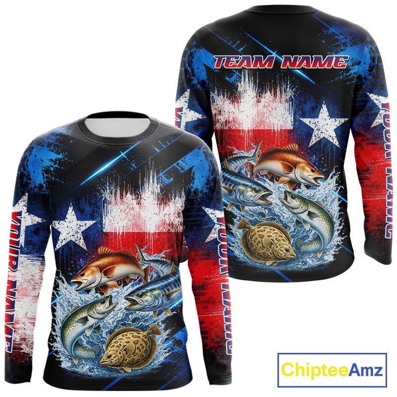 Texas Grand Slam Custom Fishing Shirts Long Sleeve, Texas Flag Fishing Jersey NHT506