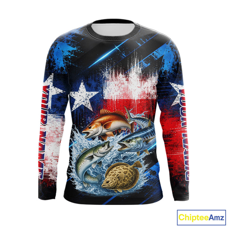 Texas Grand Slam Custom Fishing Shirts Long Sleeve, Texas Flag Fishing Jersey NHT506