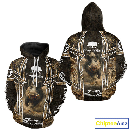 Wild Hog Hunting Full 3D Camo Printed Custom Name Boar Hunting Clothes, Hunting Gifts NBT192