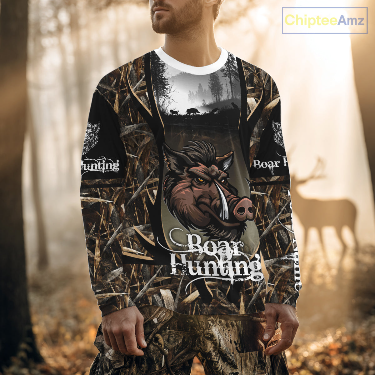 Personalized Wild Boar Hunting Camo 3D Print Custom Name Shirts, Hunting Gifts NBT195