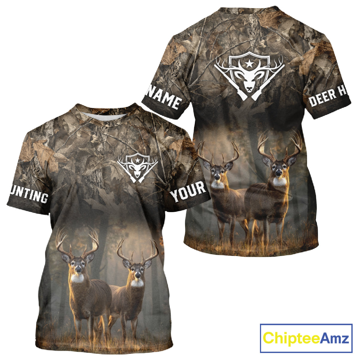 Personalized Forest Camo Deer Hunting Clothes Custom Name Whitetail Deer Design Hunting Hoodie NBT305