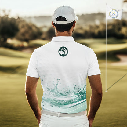 Mens Golf Polo Shirt Watercolor Custom Name White Golf Shirt, Golf Outfits NBT714