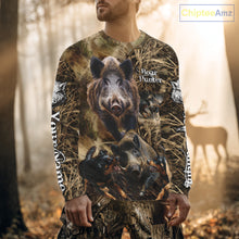 Load image into Gallery viewer, Wild Boar Hunting Camo Custom Name Shirts, Personalized Boar Hunting Clothes, Hunting Gifts NBT108