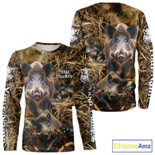 Load image into Gallery viewer, Wild Boar Hunting Camo Custom Name Shirts, Personalized Boar Hunting Clothes, Hunting Gifts NBT108