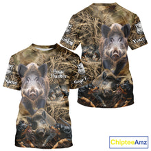 Load image into Gallery viewer, Wild Boar Hunting Camo Custom Name Shirts, Personalized Boar Hunting Clothes, Hunting Gifts NBT108