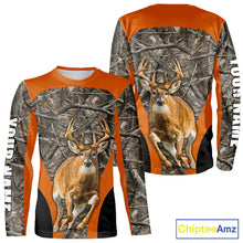 Load image into Gallery viewer, Whitetail Deer Hunting Custom Name Camo Shirt Hunting Hoodie, Camouflage Deer Shirt NBT312