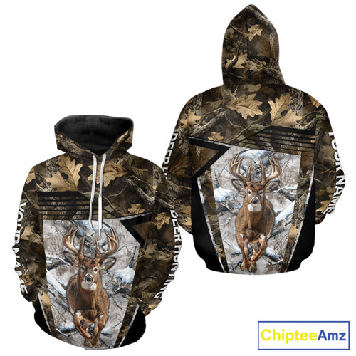 Personalized Whitetail Deer Hunting Camo 3D Print Custom Name Shirts, Hunting Camo Hoodie NBT313