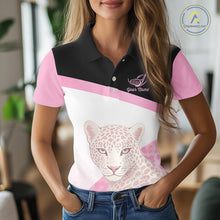Load image into Gallery viewer, Leopard Womens Golf Polo Shirt Custom Pink Leopard Pattern Team Golf Tops, Golf Gifts NBT588