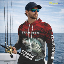Load image into Gallery viewer, Personalized Crappie Hooded Fishing Shirts Red Camo Custom Name, Crappie Fishing Shirts NBT465