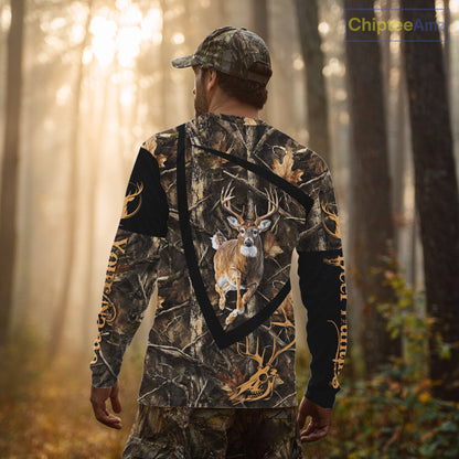 Personalized Whitetail Deer Hunting Brown Camouflage 3D All Over Printed Shirt NBT277