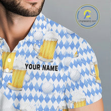 Load image into Gallery viewer, Mens Golf Polo Shirts Custom Beer Argyle Pattern, Funny Beer Pattern Golf Team Shirt NBT597