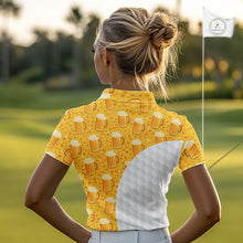 Load image into Gallery viewer, Womens Golf Polo Shirts Custom Beer Pattern, Funny Beer Pattern Golf Team Shirt NBT598