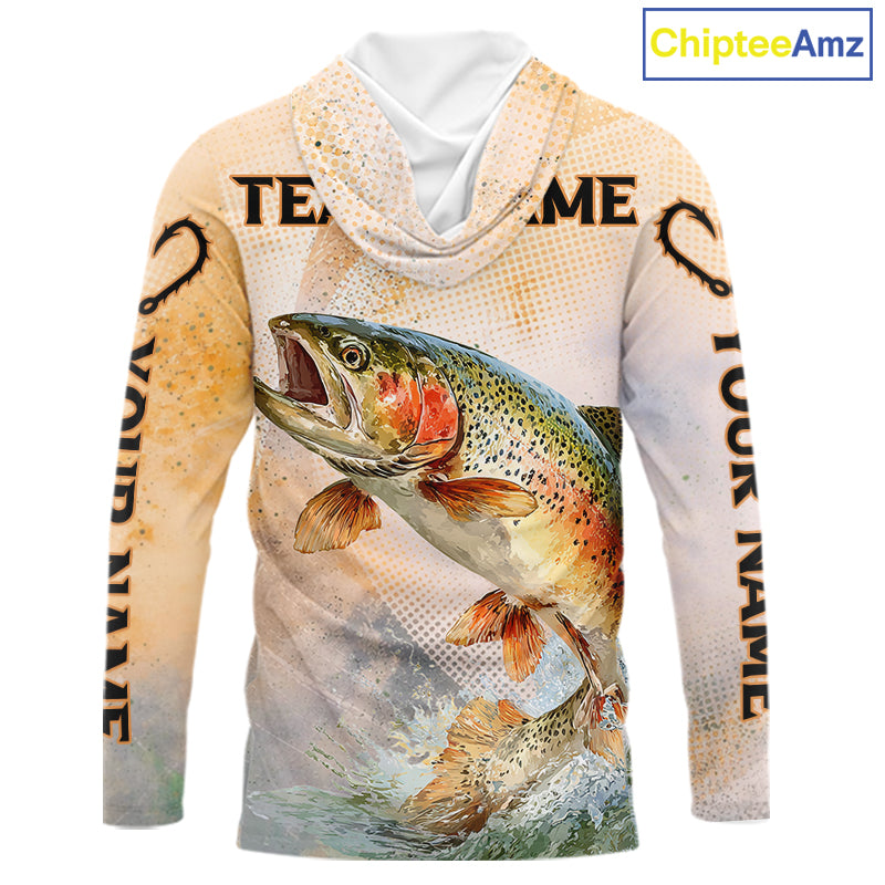 Rainbow Trout Fishing Jerseys For Fishing Team, Trout Fishing Shirt Long Sleeve Hooded NBT412