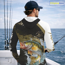 Load image into Gallery viewer, Green Camo Custom Walleye Fishing Shirt Long Sleeve Hooded, Walleye Fishing Jerseys NBT413