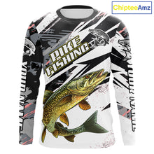Load image into Gallery viewer, Gray Camo Pike Fishing Jerseys For Men, Custom Pike Fishing Shirts Long Sleeve NBT415