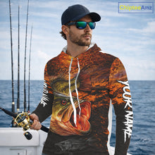 Load image into Gallery viewer, Personalized Big Bass Fishing Jerseys Orange Camo, Bass Fishing Shirt Long Sleeve Hooded NBT416