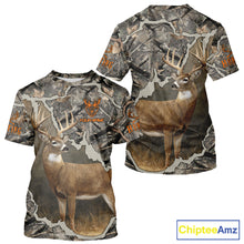 Load image into Gallery viewer, Custom Whitetail Deer Hunting Custom Name Camo Shirt, Deer Hunting Apparel, Camouflage Deer Shirts NBT118