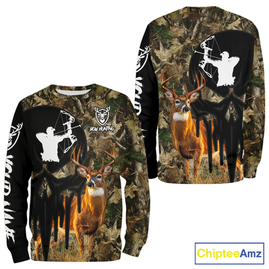 Deer Bow Hunting Camouflage Custom Name Shirt, Personalized Hunting Clothes, Hunting Gifts NBT327