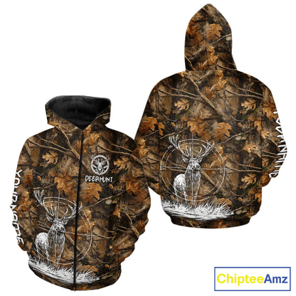 Deer Hunting Full Forest Camo 3D Printing Custom Name Shirts, Deer Hunting Clothes NBT126