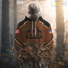 Load image into Gallery viewer, Brown Camo Deer Hunting American Flag 3D All Over Printed Shirt for Men NBT223