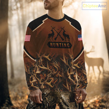 Load image into Gallery viewer, Brown Camo Deer Hunting American Flag 3D All Over Printed Shirt for Men NBT223