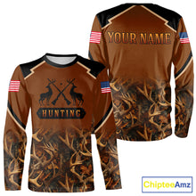 Load image into Gallery viewer, Brown Camo Deer Hunting American Flag 3D All Over Printed Shirt for Men NBT223