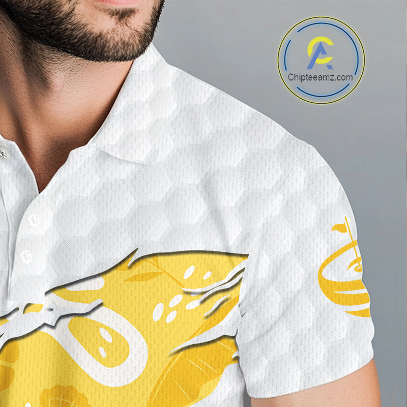 Custom Yellow Summer Pattern Mens Golf Polo Shirts Summer Golf Shirt For Vacation, Golf Team Shirt NBT732