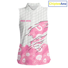 Load image into Gallery viewer, Custom Pink Summer Pattern Womens Sleeveless Golf Polo Shirts Summer Golf Shirt For Vacation, Golf Team Shirt NBT733