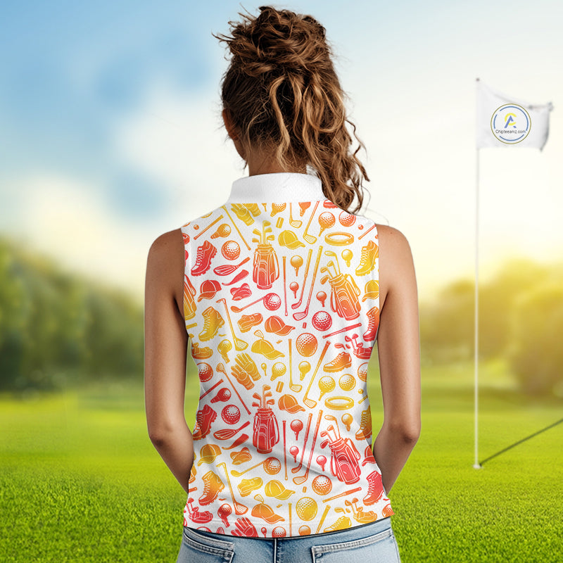 Womens Sleeveless Golf Polo Shirts Custom Name Marble Color, Personalized Golf Shirt For Women NBT502