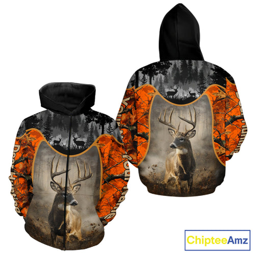 Custom 3D Deer Hunting Orange Camouflage Shirts for Men, Best Hunting Gifts for Hunters NBT231