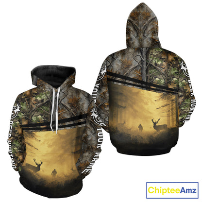 Whitetail Deer Hunting Custom Name Camouflage Shirt, Best for Hunting Season NBT286