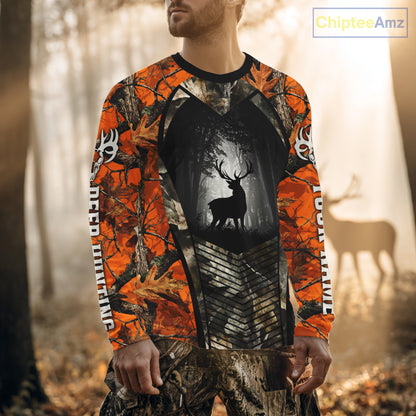 Personalized Orange Camo Whitetail Deer Hunting Shirt With 3D Print For Men NBT287