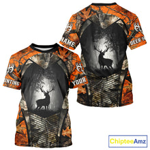 Load image into Gallery viewer, Personalized Orange Camo Whitetail Deer Hunting Shirt With 3D Print For Men NBT287