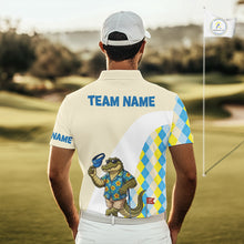 Load image into Gallery viewer, Alligator Hawaiian and argyle pattern detail on mens golf polo shirt