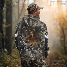 Load image into Gallery viewer, American Flag Camo Deer Hunting Shirts with Antler for Men, Hunting Gift Ideas for Hunters NBT46