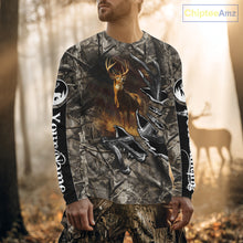 Load image into Gallery viewer, American Flag Camo Deer Hunting Shirts with Antler for Men, Hunting Gift Ideas for Hunters NBT46