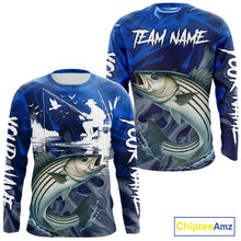 Load image into Gallery viewer, Striped Bass Fishing Jersey Custom Name Long Sleeve Fishing Shirts, Stripe Bass Fishing Shirt For Team NBT849