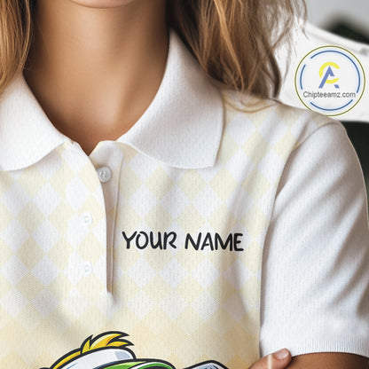Funny Duck Golf Polo Shirt For Women, Cute Duck With Beer Print Shirt, Sporty Animal Golf Gift NBT516