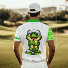 Load image into Gallery viewer, Funny Frog Green Mens Golf Polo Shirt Custom Men Golf Top, Personalized Golf Gifts NBT517