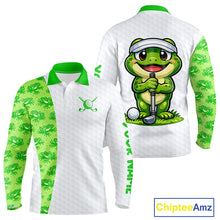Load image into Gallery viewer, Funny Frog Green Mens Golf Polo Shirt Custom Men Golf Top, Personalized Golf Gifts NBT517